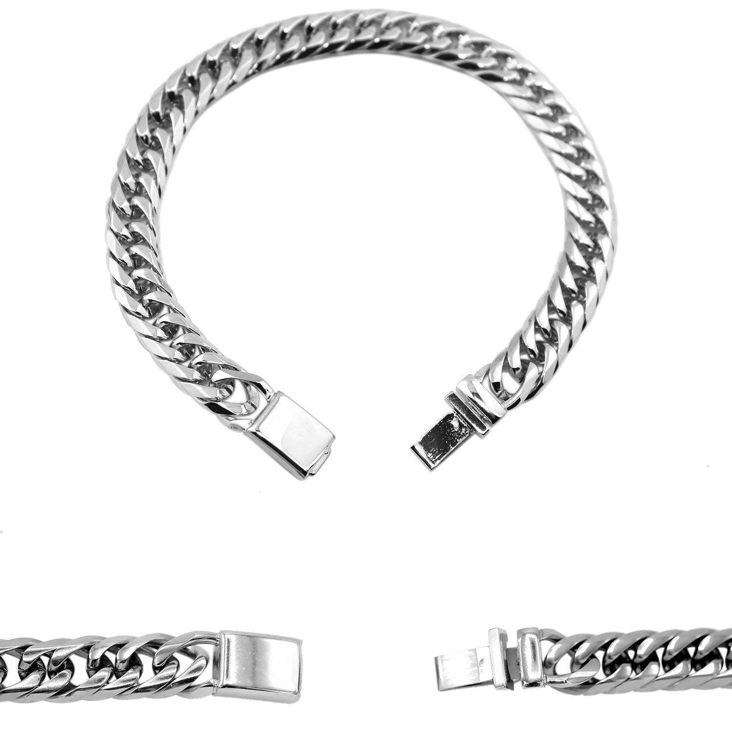 Miami Cuban Link Chain Bracelet Stainless Steel Double Link Men Jewelry