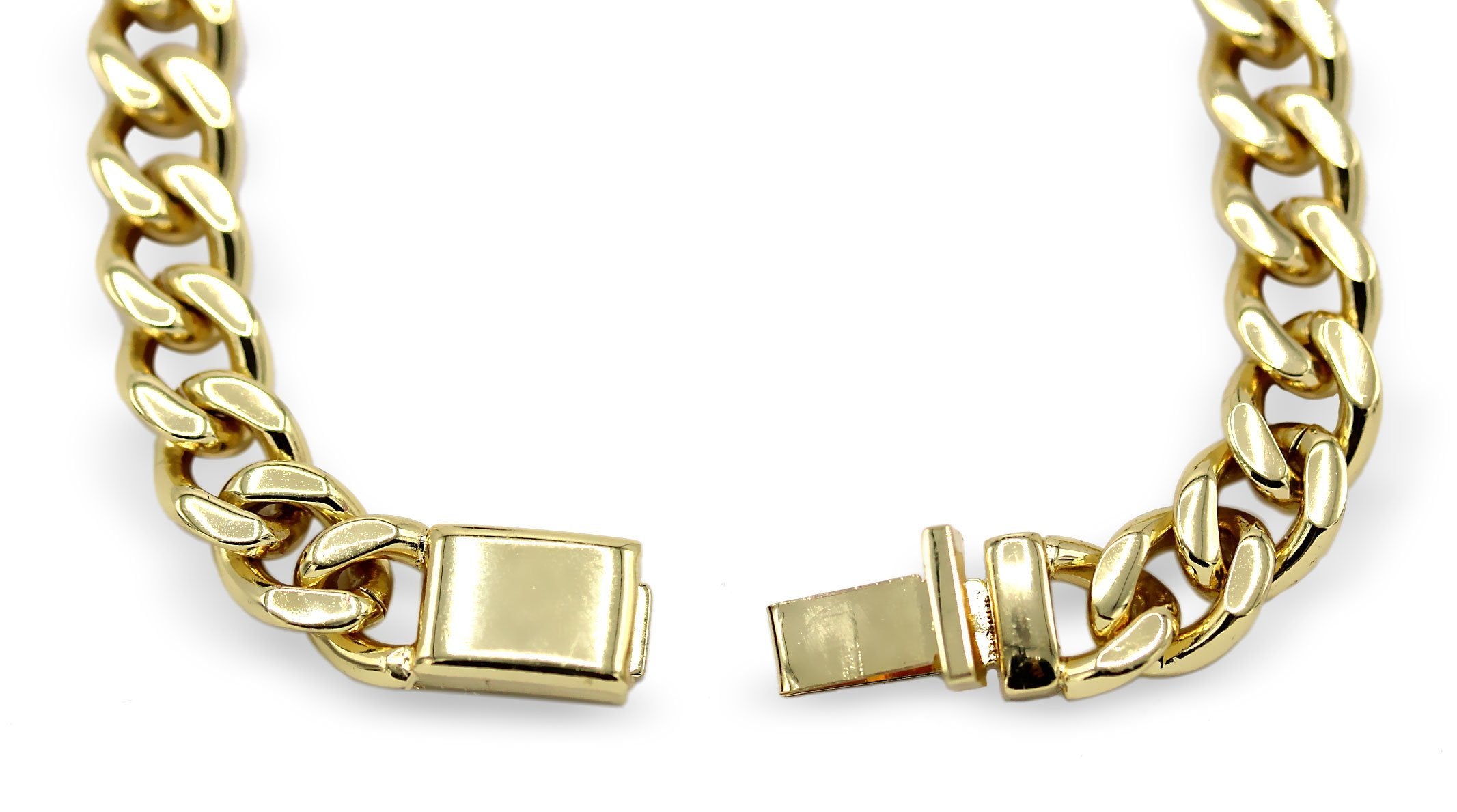 Miami Cuban Link Chain Bracelet 18k Gold Plated Stainless Steel Men Jewelry