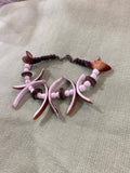 Vintage Pink and Brown Carved Shell Bracelet - Handmade Coastal Jewelry