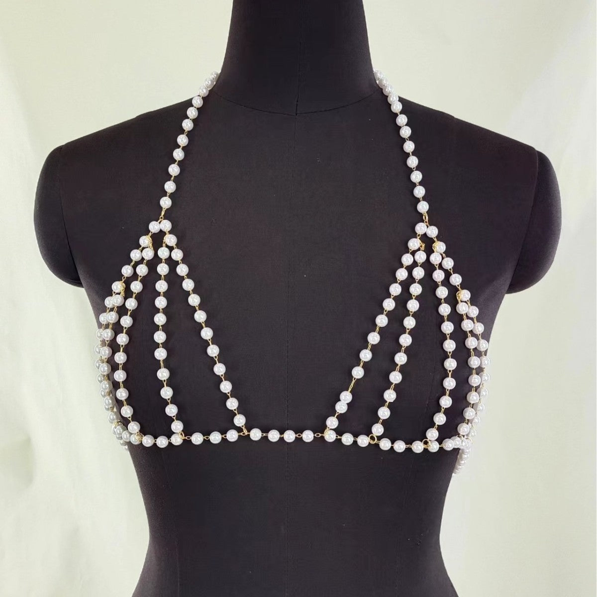 Sexy Beach Bikini Lingeries Bra Pearl body Chain