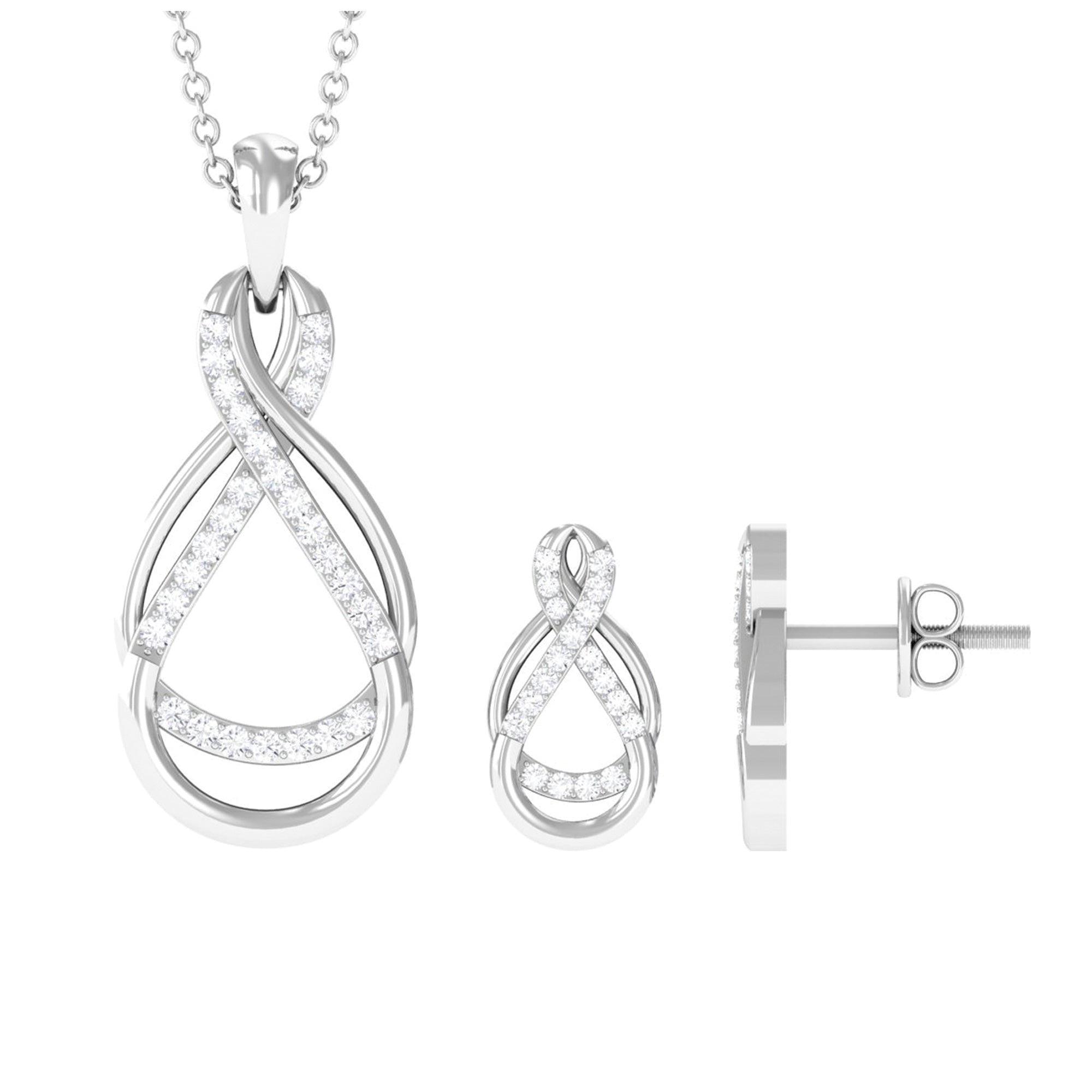 Round Moissanite Infinity Jewelry Set