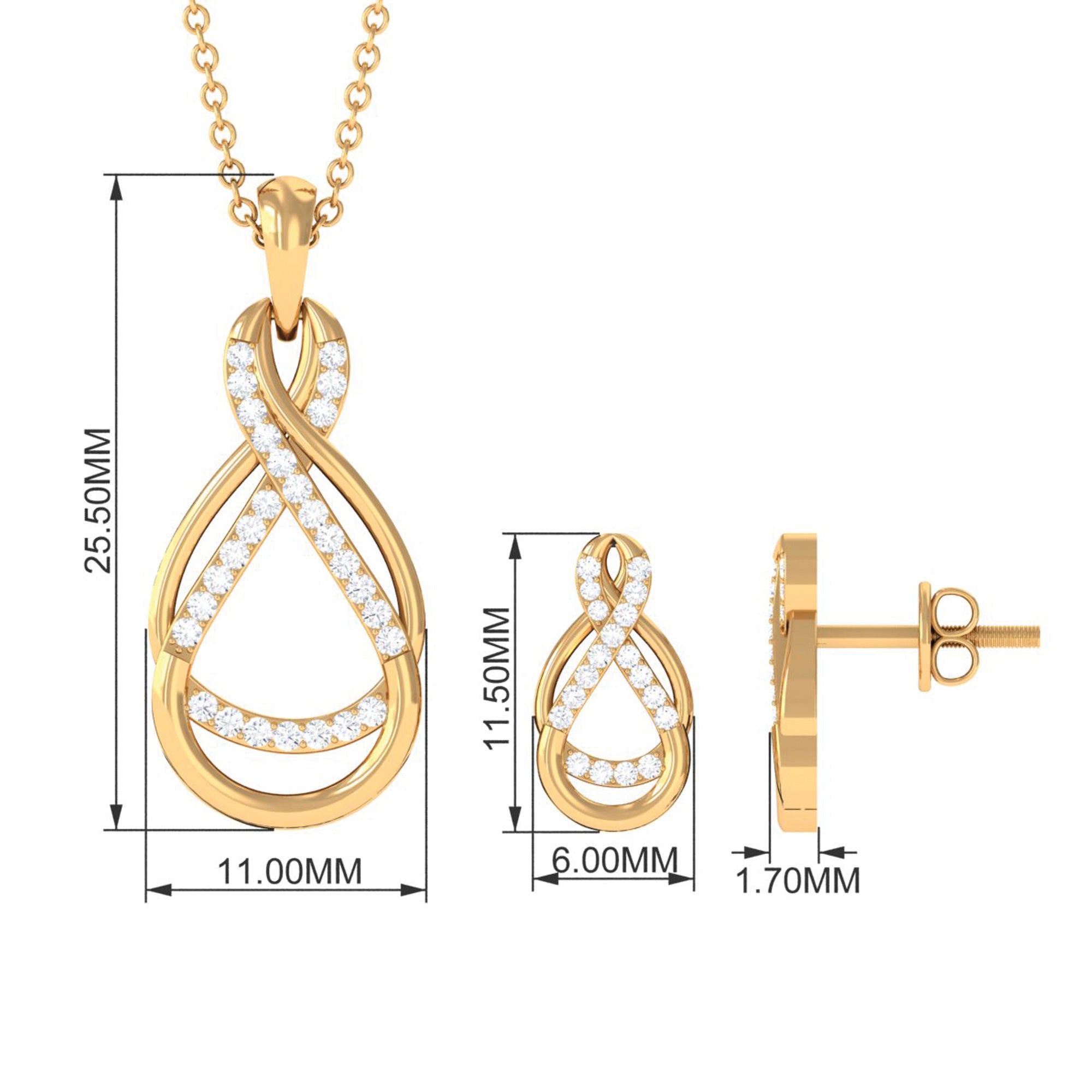 Round Moissanite Infinity Jewelry Set