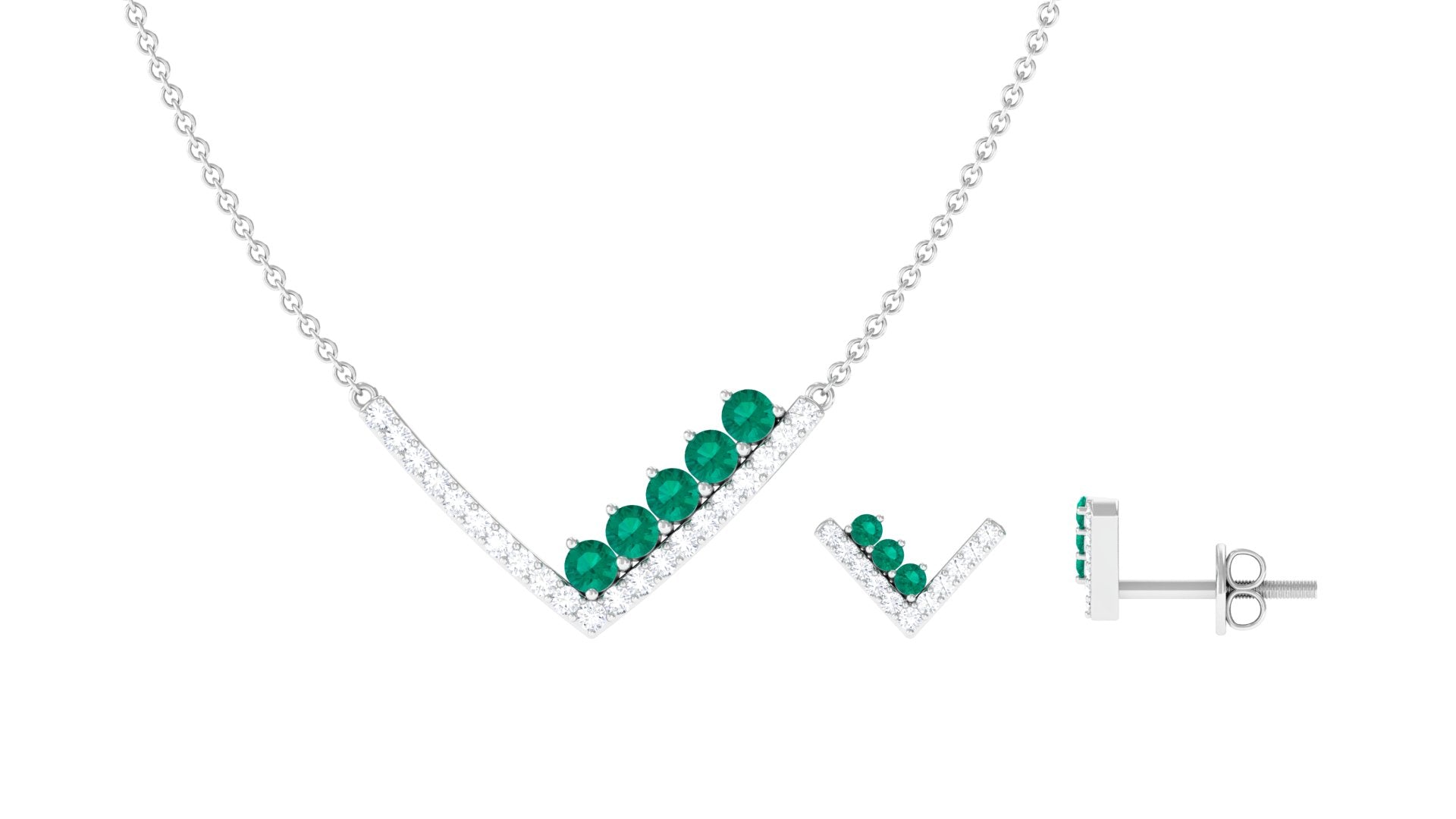 Emerald and Diamond Chevron jewelry Set