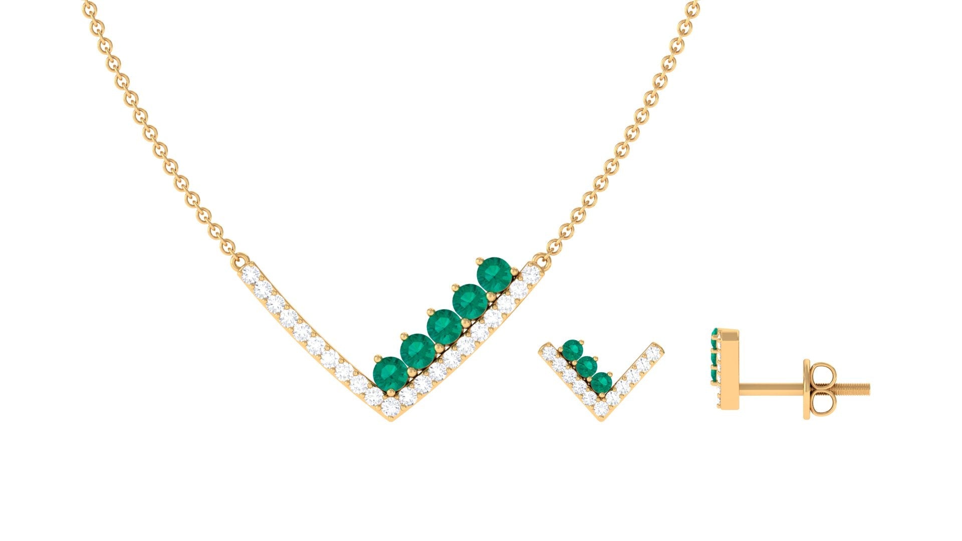 Emerald and Diamond Chevron jewelry Set