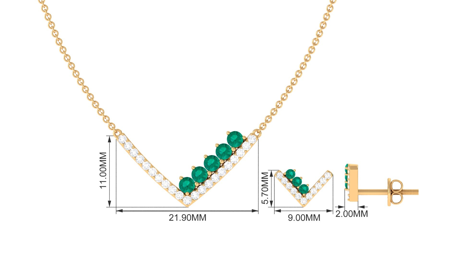 Emerald and Diamond Chevron jewelry Set