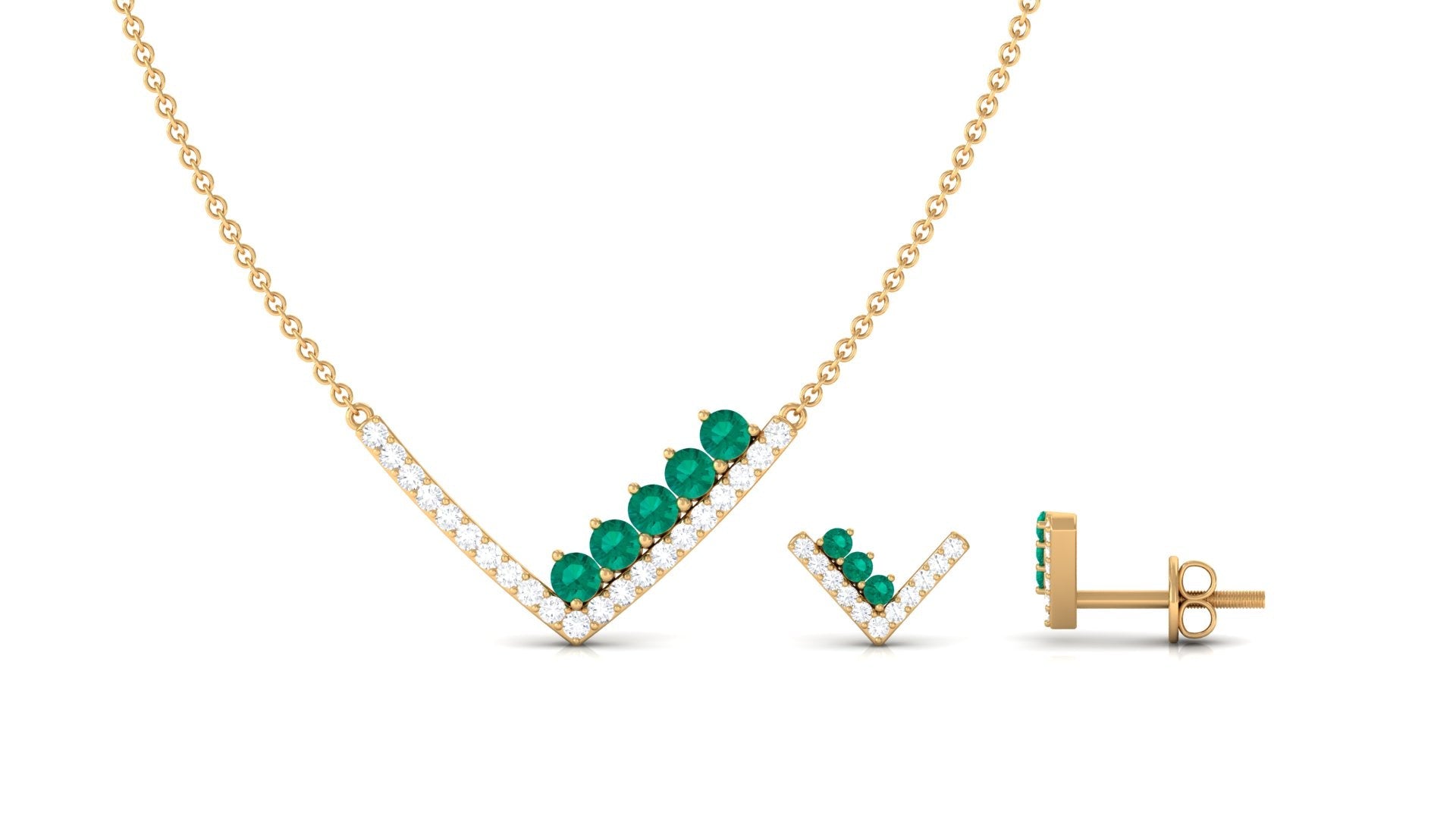 Emerald and Diamond Chevron jewelry Set
