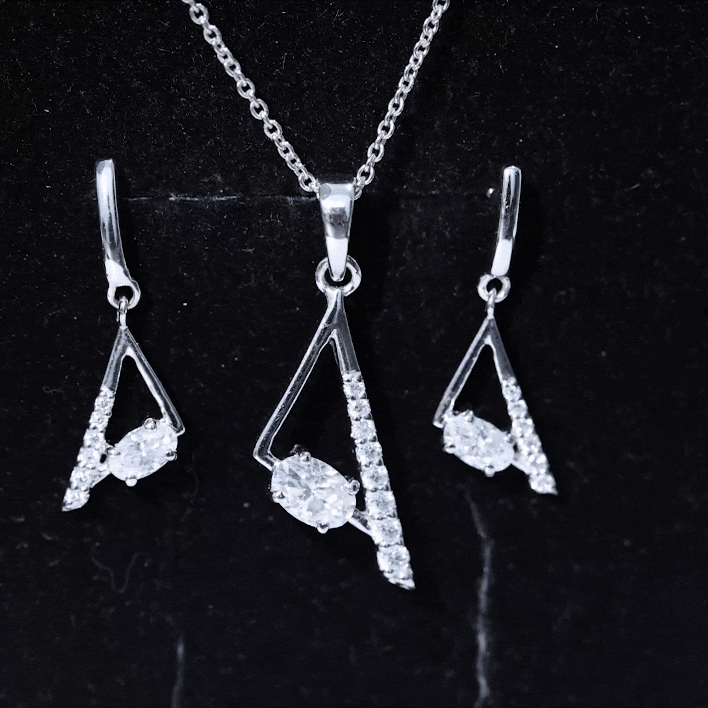 Certified Moissanite Triangle Jewelry Set