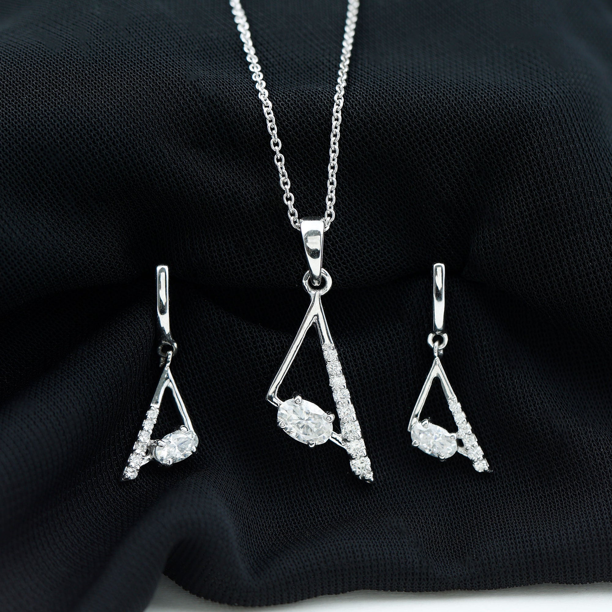 Certified Moissanite Triangle Jewelry Set