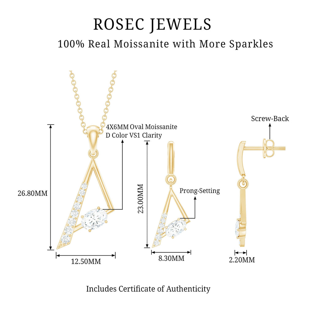 Certified Moissanite Triangle Jewelry Set