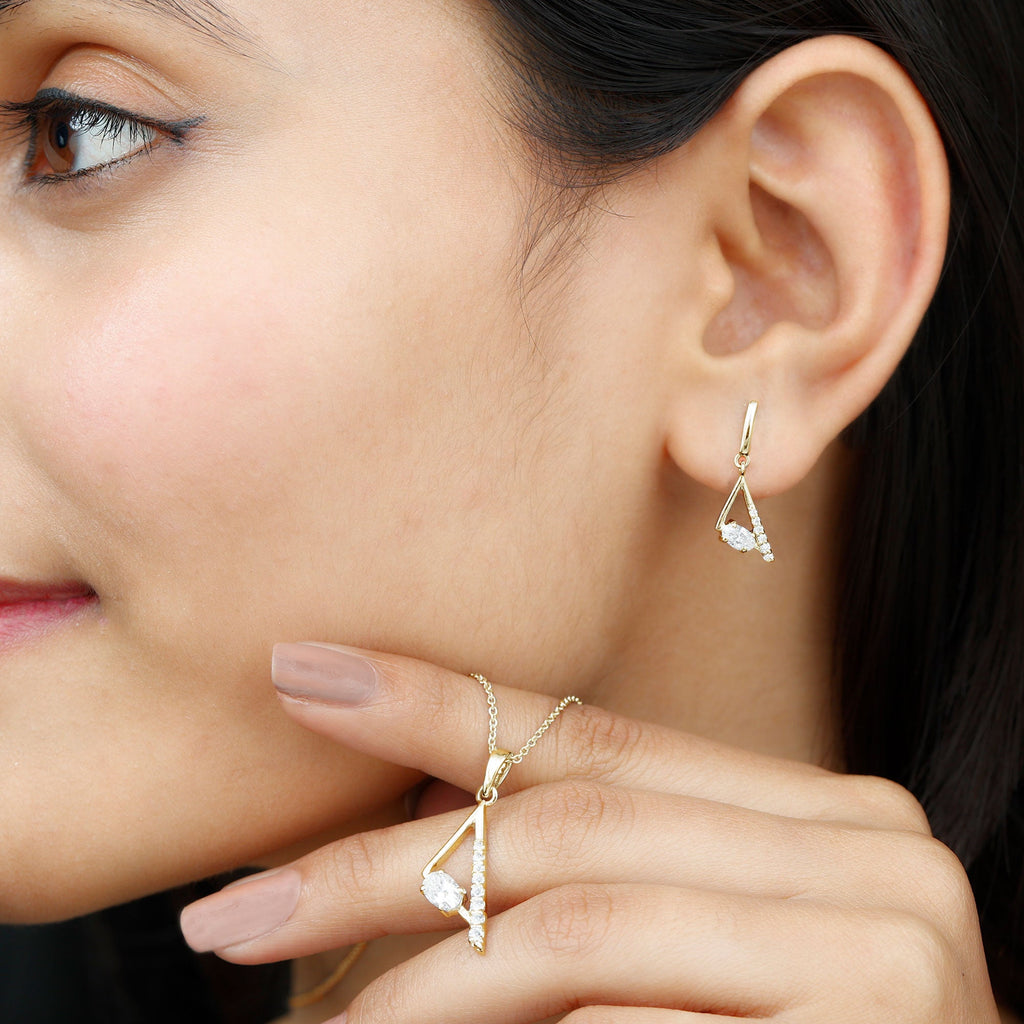 Certified Moissanite Triangle Jewelry Set
