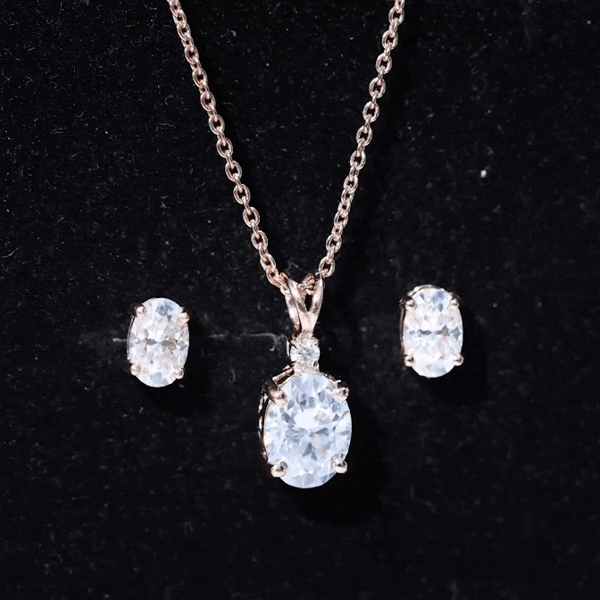 Certified Moissanite Solitaire Jewelry Set