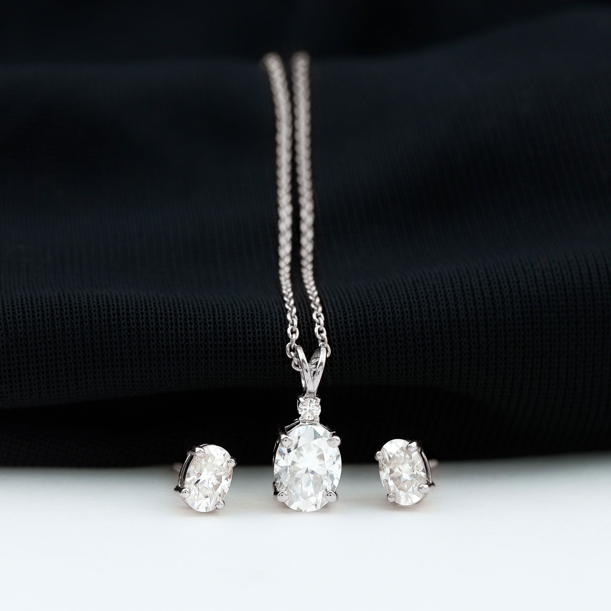 Certified Moissanite Solitaire Jewelry Set