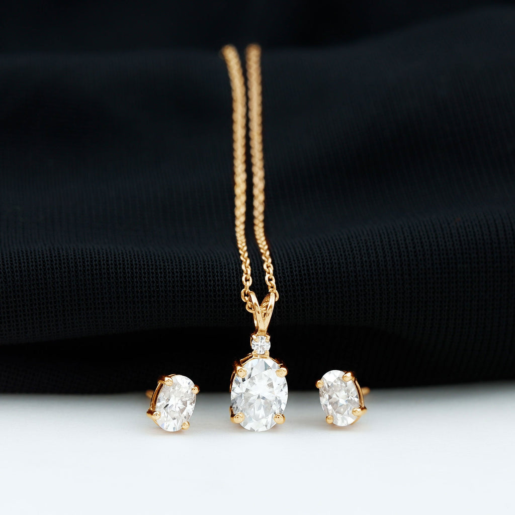 Certified Moissanite Solitaire Jewelry Set
