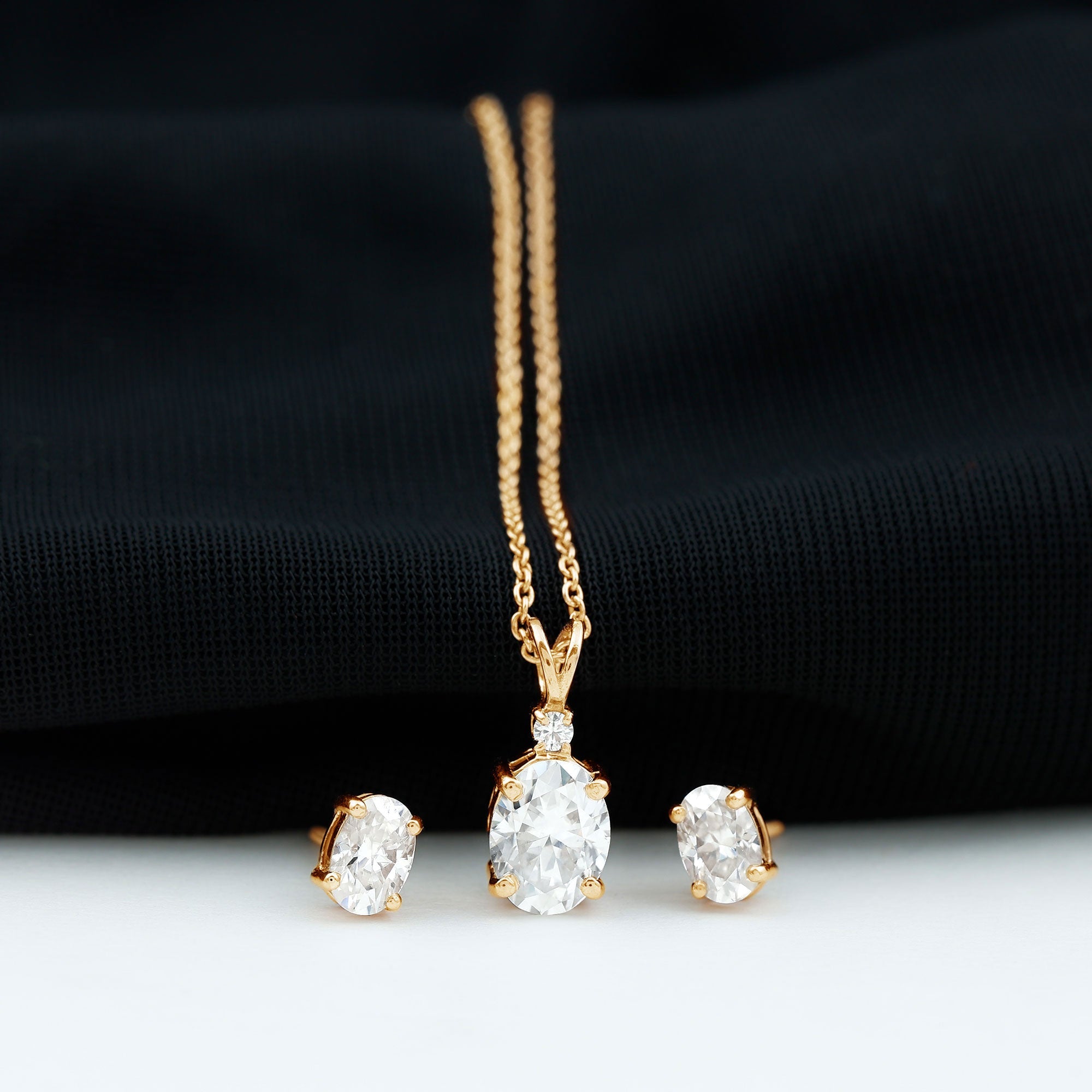 Certified Moissanite Solitaire Jewelry Set