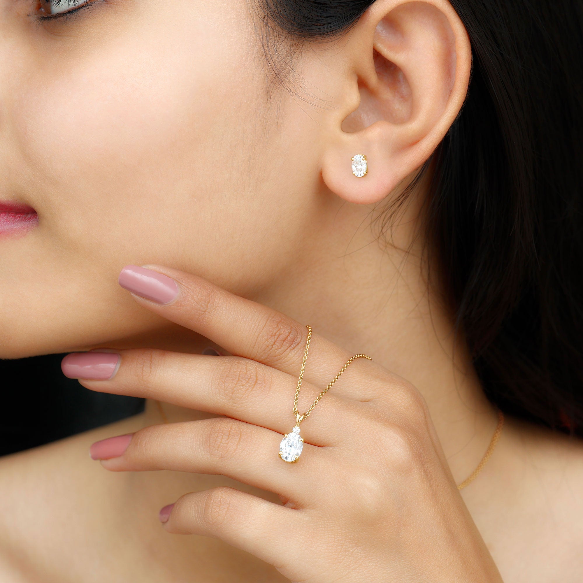 Certified Moissanite Solitaire Jewelry Set