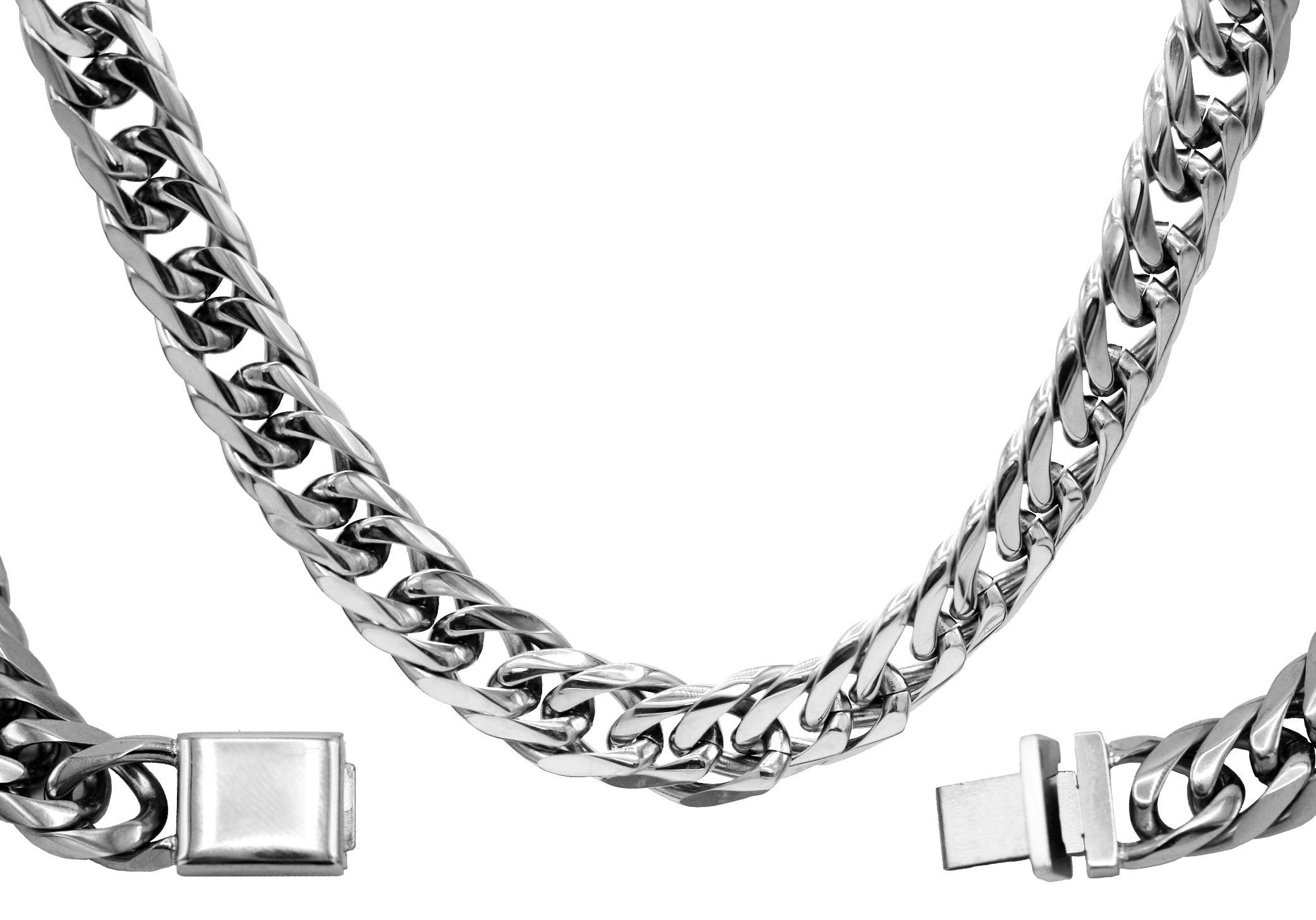 Miami Cuban Link Chain Bracelet Stainless Steel Double Link Men Jewelry