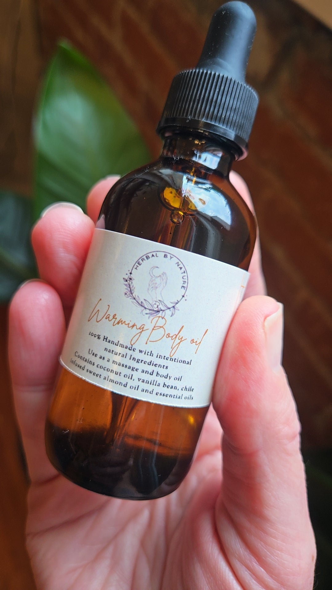 Warming herbal/vanilla bean infused body & massage oil